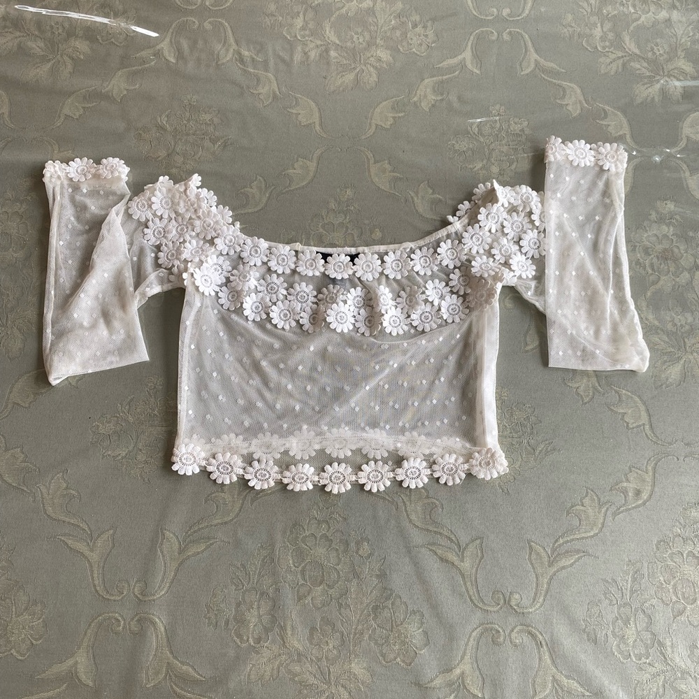 Forever 21 White Mesh Top